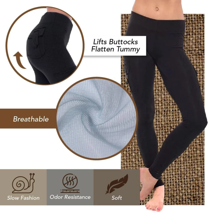 2024 Eco-Friendly Bamboo Pockets Stretchy Soft Leggings Yoga Pants