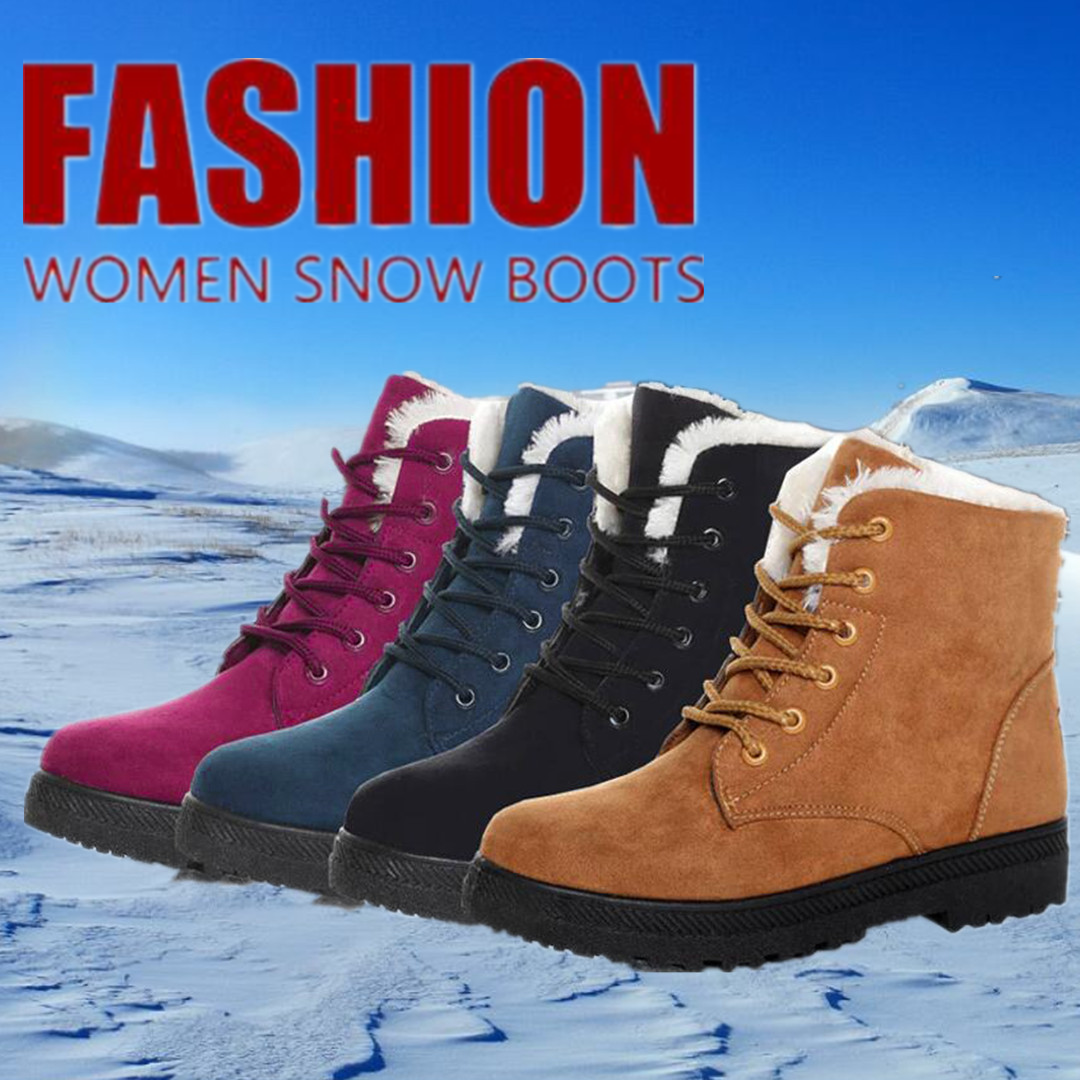 2024 Womens Warm Waterproof Ankle Snow Boots