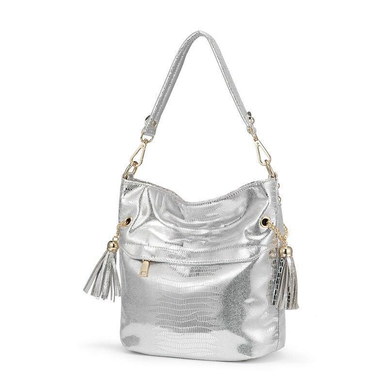 Serpentine Pattern Shoulder Bag with Tassel
