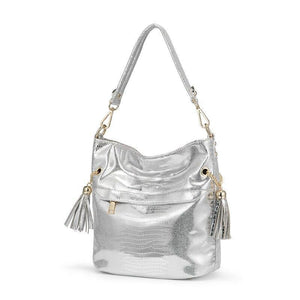 Serpentine Pattern Shoulder Bag with Tassel