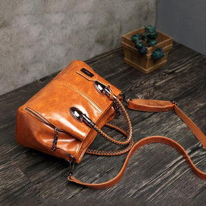 Classical Retro Leather Multi Pockets Women Handbag