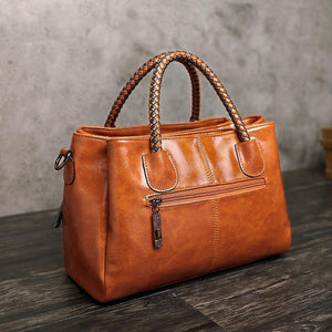 Classical Retro Leather Multi Pockets Women Handbag