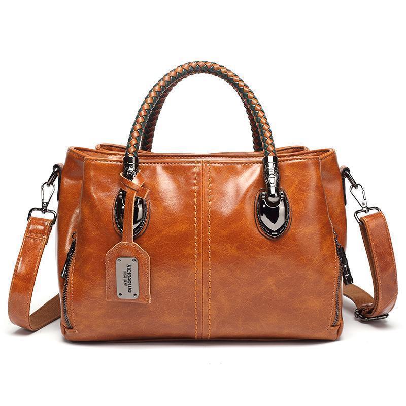 Classical Retro Leather Multi Pockets Women Handbag